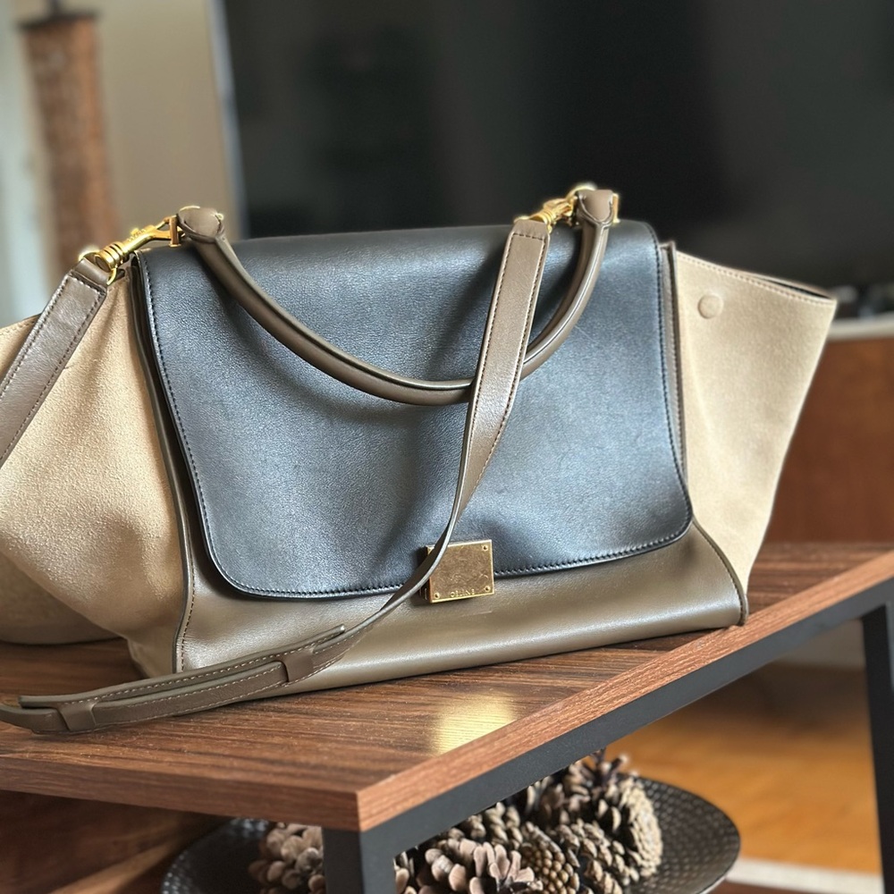Authentic Céline Trapeze Bag – Tri-Color Leather & Suede | Rare Phoebe Philo Era - Picture 13 of 13